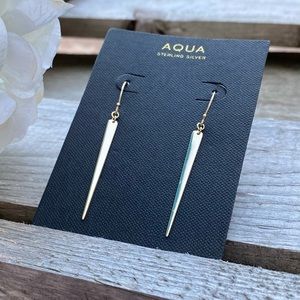 NWT AQUA GOLD TRIANGLE FLAT BAR EARRINGS OVER STERLING SILVER